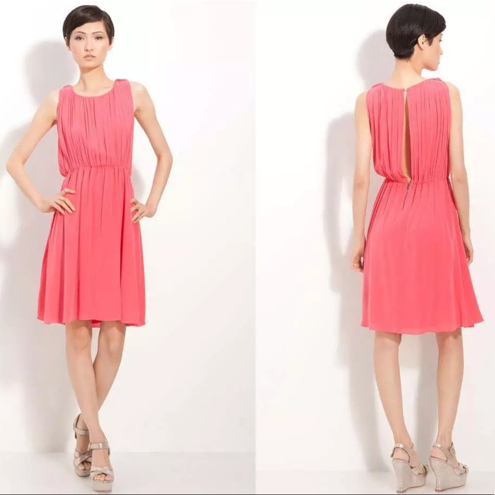 Alice + Olivia Pleated Chiffon Mini Dress L NWT
